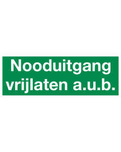 Nooduitgang vrijlaten aub (sticker)