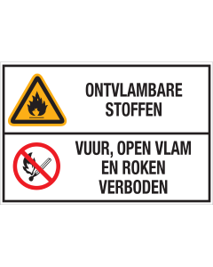 Sticker Ontvlambare stoffen - open vuur verboden