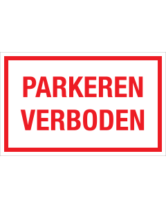Sticker Parkeren Verboden - tekststicker met rode tekst