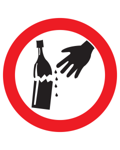 Sticker met pictogram Opgepast voor gebroken glas
