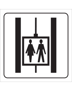 Witte sticker met pictogram voor aanduiding personenlift