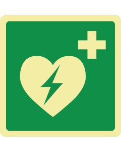 Fotoluminescerende sticker met pictogram AED - ISO 7010