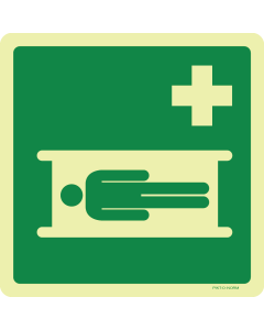 Fotoluminescerende sticker met pictogram brancard - ISO 7010