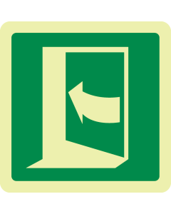 Fotoluminescerende sticker nooduitgang duwen linkerkant ISO 7010