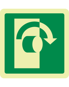 Fotoluminescerende sticker met pictogram draaiknop rechts ISO 7010