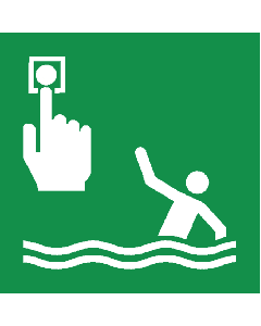 Sticker met pictogram melder persoon overboord