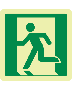 Fotoluminscerende sticker met pictogram nooduitgang openen linkerkant ISO 7010