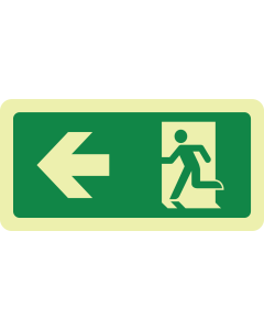 Fotoluminescerende sticker met pictogram nooduitgang links ISO 7010