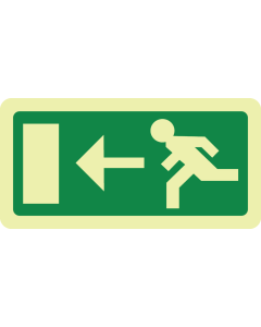 Fotoluminescerende sticker met pictogram nooduitgang links 