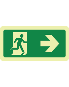 Fotoluminescerende sticker met pictogram nooduitgang rechts ISO 7010