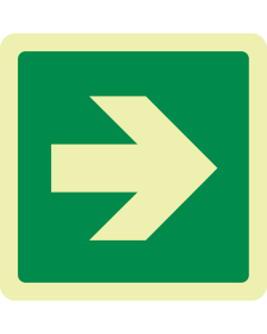 Fotoluminescerende sticker met pictogram van een groene pijl ISO 7010