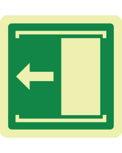 Fotoluminescerende sticker met pictogram schuifdeur links ISO 7010