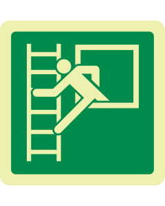 Fotoluminescerende sticker met pictogram vluchladder raam ISO 7010