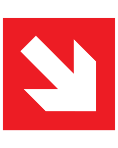 Sticker met pictogram van een pijl rood diagionaal