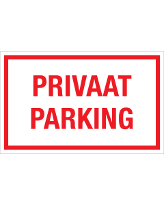 Sticker Privaat Parking - tekststicker met rode tekst