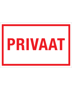 Sticker Privaat - tekststicker met rode tekst