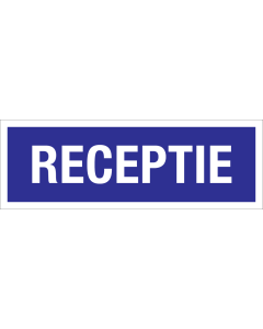 Sticker Receptie - blauw met witte tekst