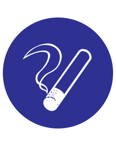 Blauwe sticker met pictogram om een ruimte aan te duiden waar gerookt mag worden