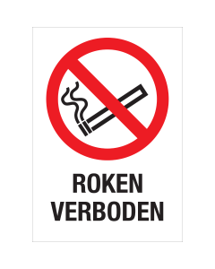 Sticker met pictogram en tekst Roken verboden ISO7010 - P002