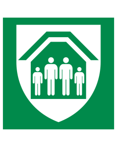 Sticker met pictogram schuilplaats ISO 7010