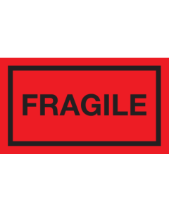 Rode sticker met tekst Fragile