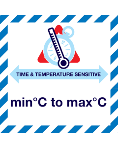 Sticker Time & Temperature sensitive volgens IATA - met temperatuur bereik