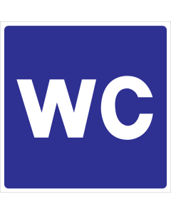 Blauwe sticker voor het aanduiden van een ruimte met een wc/toilet