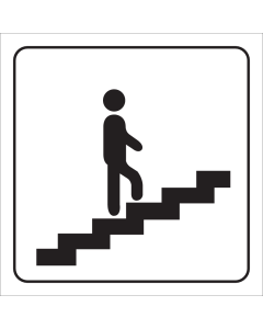 Witte sticker met pictogram voor aanduiden trap omhoog
