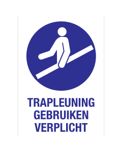 Sticker met pictogram en tekst om aan te duiden dat het gebruik van de trapleuning verplicht is - ISO7010 - M012