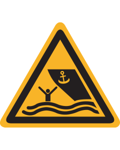 Sticker met pictogram "Waarschuwing Vaargebied" - ISO 7010 - W058
