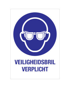 Sticker met pictogram en tekst om aan te duiden dat het dragen van een veiligheidsbril verplicht is - ISO7010 - M004