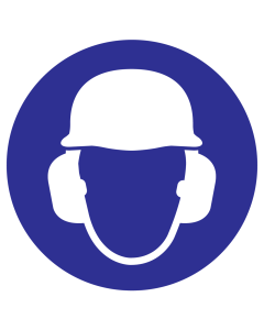 Sticker helm en gehoorbescherming verplicht ISO7010