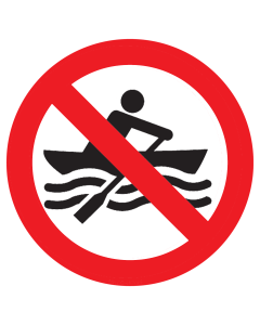 Sticker met pictogram Handmater aangedreven vaartuigen verboden ISO7010 - P055