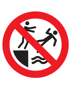 Sticker met pictogram In het water duwen verboden ISO7010- P062