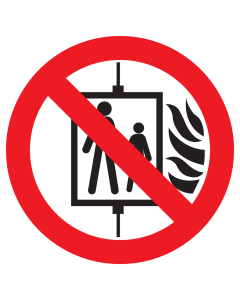 Sticker met pictogram Lift verboden bij brand ISO7010 - P020