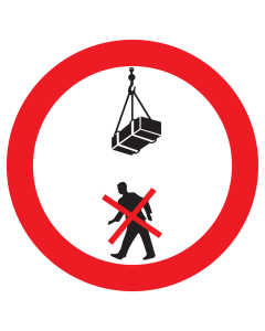 Sticker met pictogram Verboden onder de last door te lopen