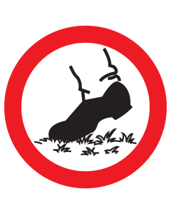 Sticker met pictogram verboden over het gras te lopen