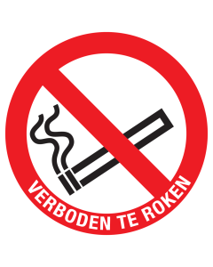 Sticker met pictogram en tekst roken verboden ISO7010 - P002