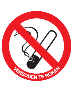 Sticker met pictogram en tekst roken verboden