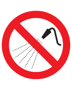Sticker met pictogram Sproeien met water verboden ISO7010 - P016