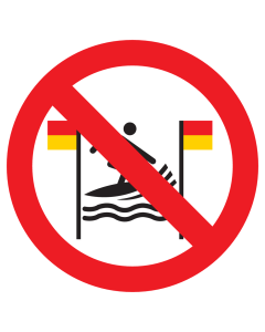 Sticker met pictogram Surfen tussen de rode en gele vlaggen verboden ISO7010 - P064