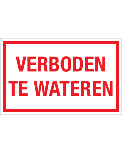 Sticker Verboden te Wateren - tekststicker met rode tekst