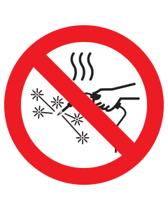 Sticker met pictogram Werken met hitte bronnen verboden