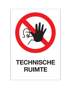 Sticker met pictogram en tekst Technische ruimte