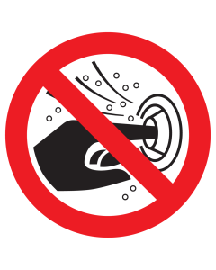 Sticker met pictogram Vinger in nozzle van jetstream steken verboden