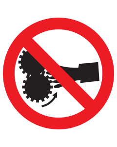 Sticker met pictogram Verboden je handen hierin te steken