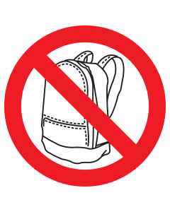 Sticker met pictogram Verboden voor rugzakken