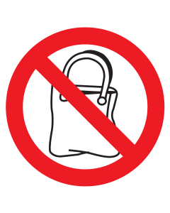Sticker met pictogram Handtassen verboden