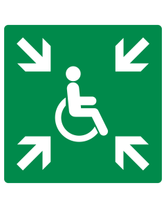 Sticker met pictogram verzamelplaats mindervaliden ISO 7010