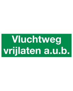 Vluchtweg vrijlaten aub (sticker)